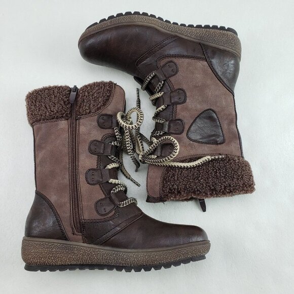 Patrizia by Spring Step Anicia Boots Womens 5.5-6 36 Brown Lined Lace/Zip Up - Picture 7 of 12